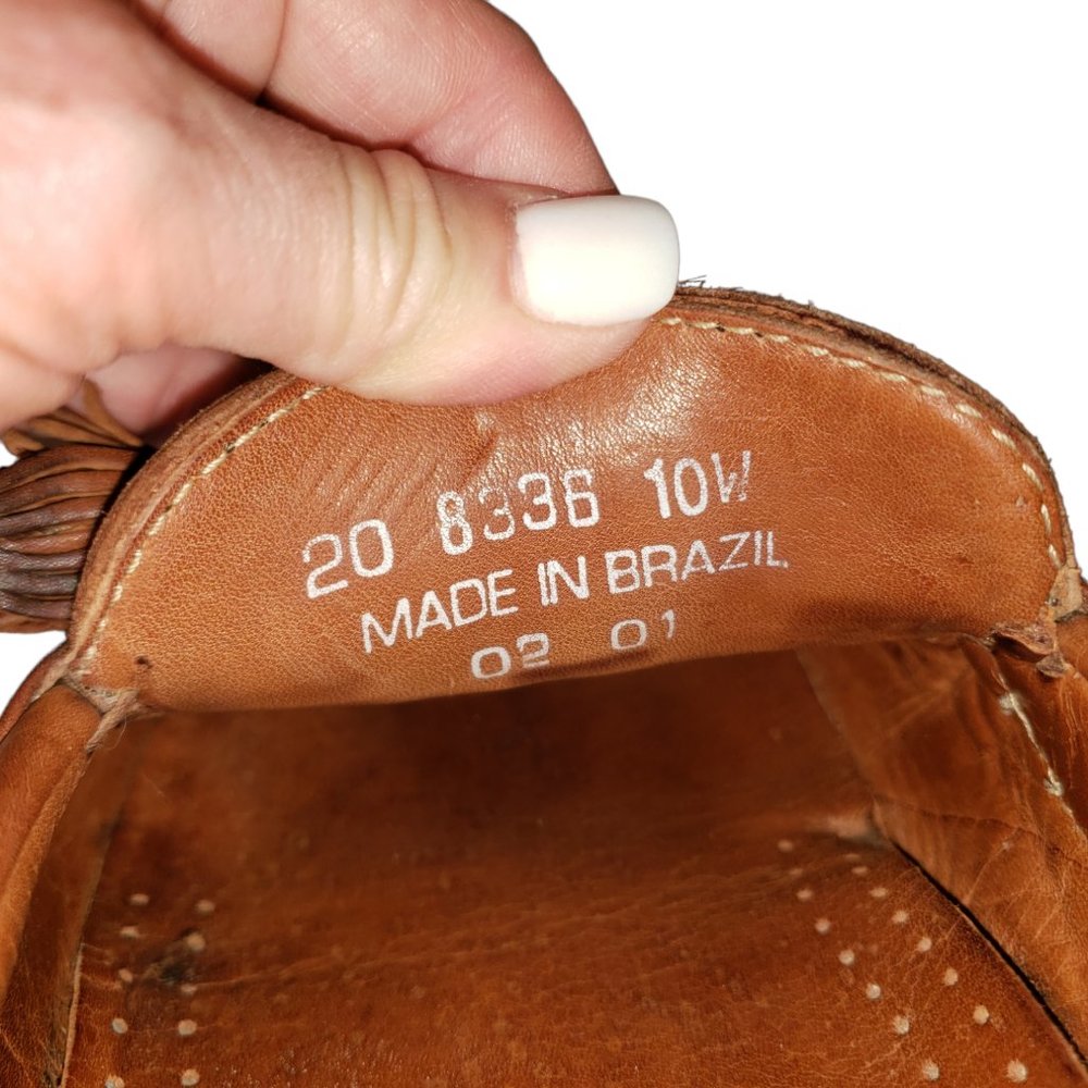 Johnston & Murphy Passport Brown Leather Tassel Loafers Size 10W - Picture 5 of 8